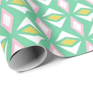 Pink and Green Diamond Summer Wrapping Paper