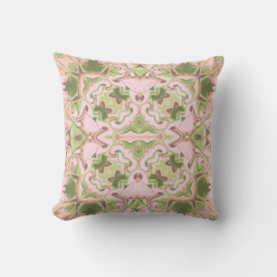 Pink and Green Doily Kaleidoscope Pattern Cushion