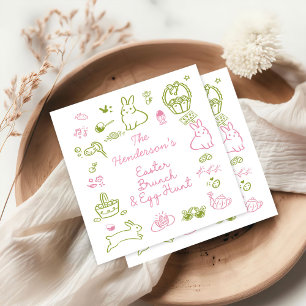 Pink and Green Easter Brunch and Egg Hunt Party Napkin