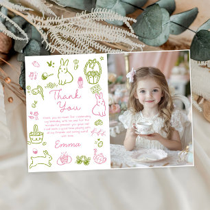 Pink and Green Easter Brunch and Egg Hunt Photo Thank You Card