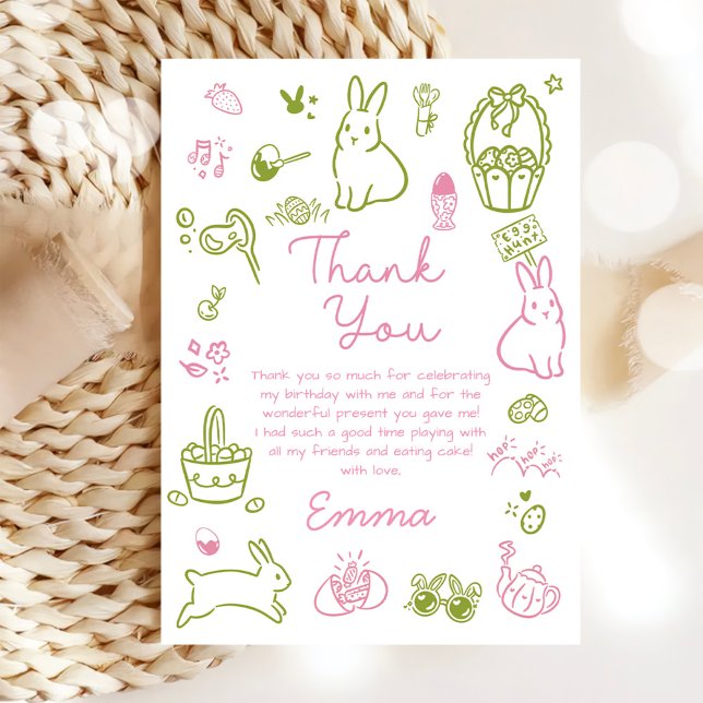 Pink and Green Easter Brunch and Egg Hunt  Thank You Card (Creator Uploaded)