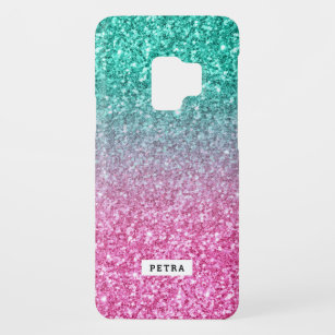 Pink and green faux glitter ombre Case-Mate samsung galaxy s9 case