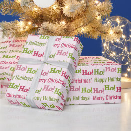 Pink and Green Festive Personalised Christmas Wrapping Paper