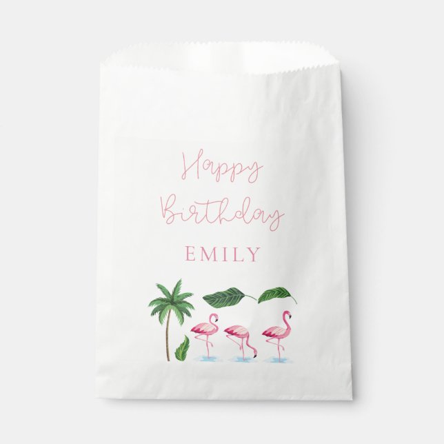 Pink and green Floral Birthday Favour Bag (Front)
