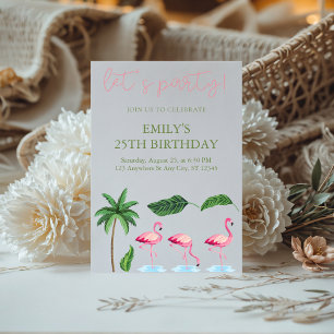 Pink and green Floral Birthday Invitation