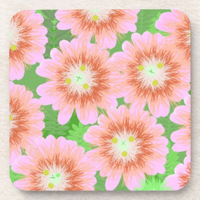 Pink and Green Floral Coaster (Front)