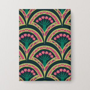 Pink and Green Floral Fan Pattern