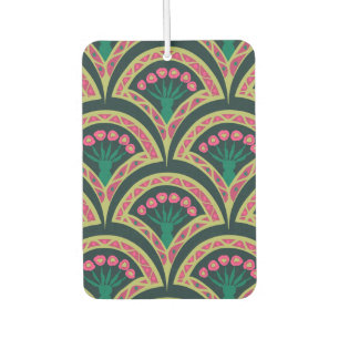 Pink and Green Floral Fan Pattern Car Air Freshener