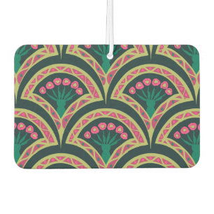 Pink and Green Floral Fan Pattern Car Air Freshener