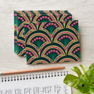 Pink and Green Floral Fan Pattern Envelope
