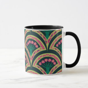 Pink and Green Floral Fan Pattern Mug