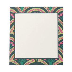 Pink and Green Floral Fan Pattern Notepad