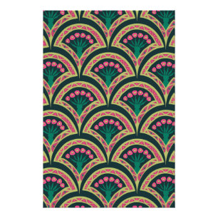 Pink and Green Floral Fan Pattern Photo Print