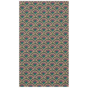Pink and Green Floral Fan Pattern Tablecloth