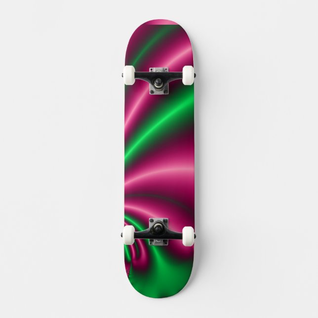 Pink and Green Floral Flow Skateboard (Front)