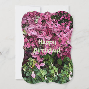 PINK AND GREEN FLORAL/HAPPY BIRTHDAY (FLAT CARD)