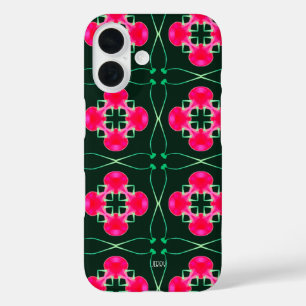 Pink and Green Floral iPhone Case with Name