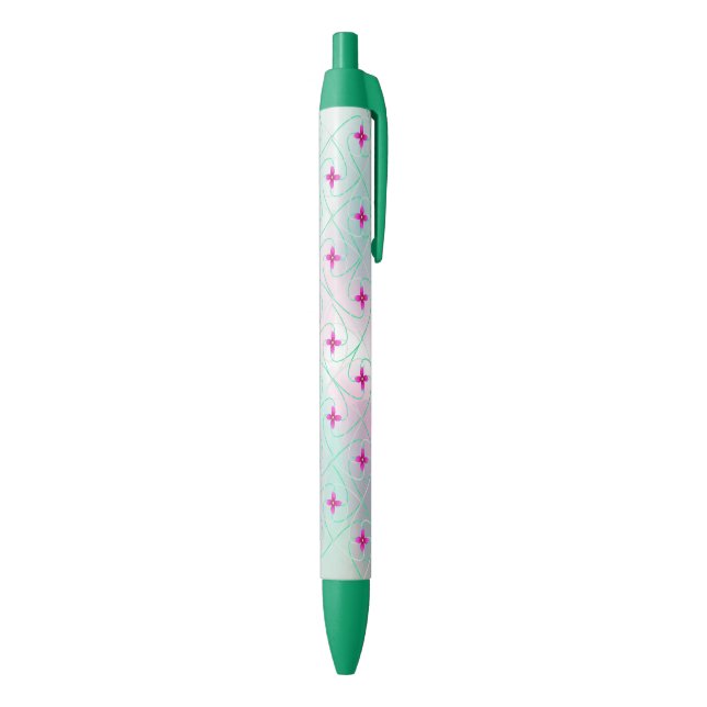 Pink and green floral pattern  black ink pen (Bottom (Vertical))