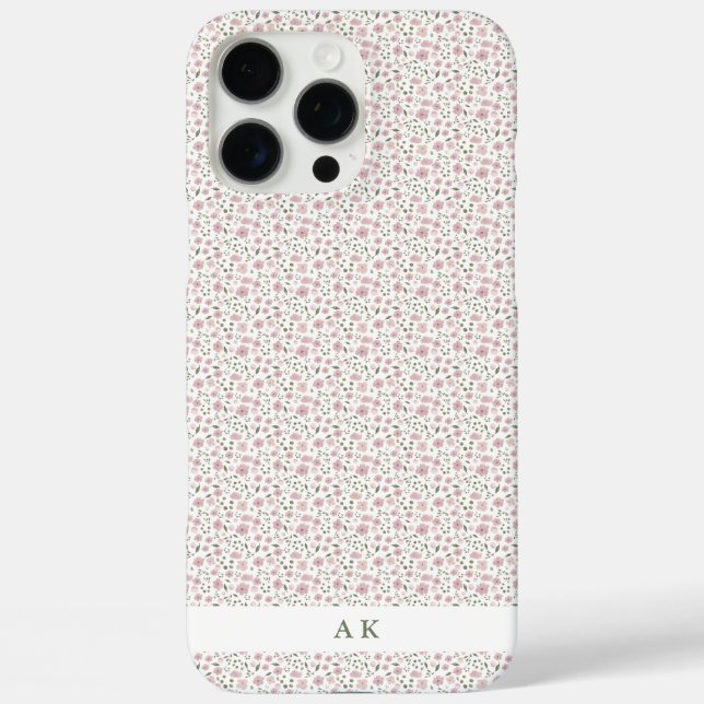 Pink and Green Floral Personalised Case-Mate iPhone Case (Back)