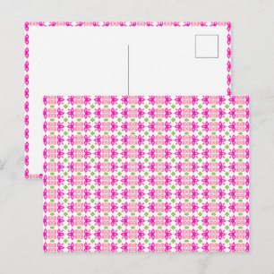 Pink and Green Floral Postcard