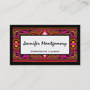 Pink and Green Floral Professional Business Card