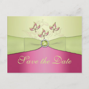 Pink and Green Floral Save the Date Postcard