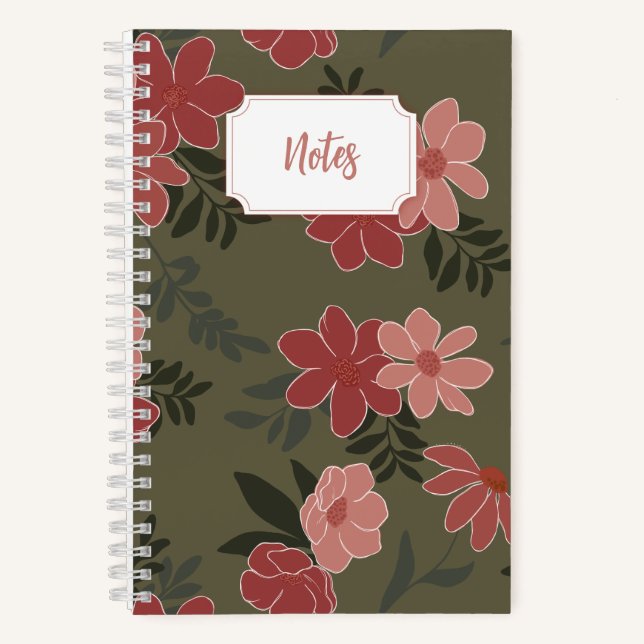 Pink and green floral spiral notebook | Journal (Front)