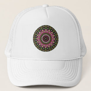 Pink and Green Floral Spring Romance Mandala Trucker Hat