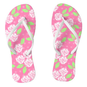 Pink and Green Floral Thongs