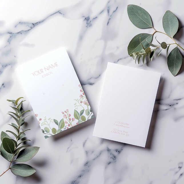 Pink and green flower wreath earring display card (Earring display holder with pink petals and green leaves watercolor style floral border.)