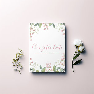 Pink and green flowers change the date card