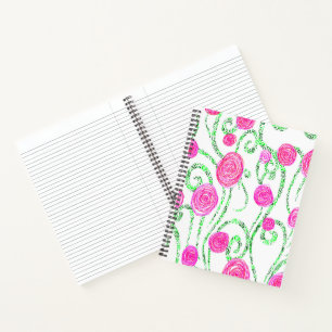 Pink and Green Flowers Notebook