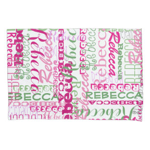 Pink and Green Fun Name Collage Allover Print Pillowcase