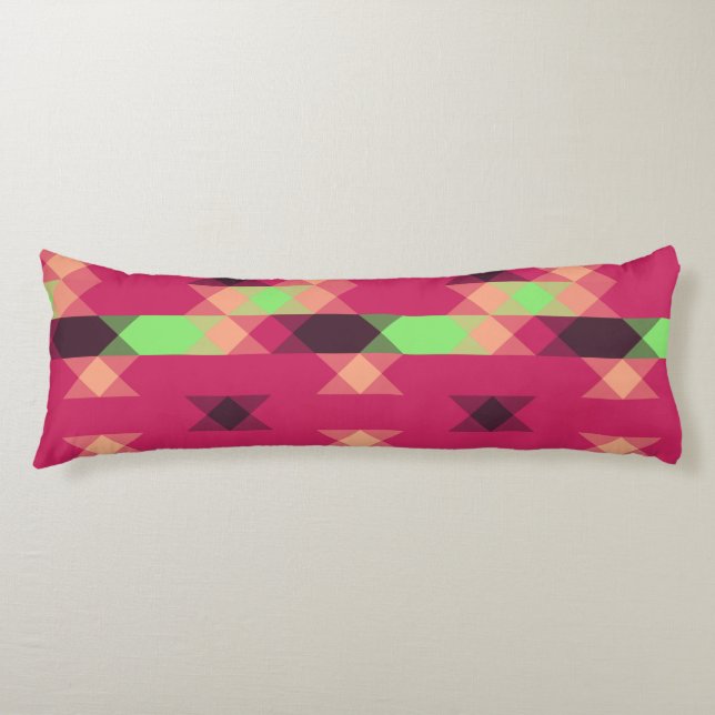 pink and green geometric body cushion (Front)