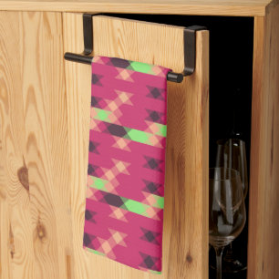 pink and green geometric tea towel