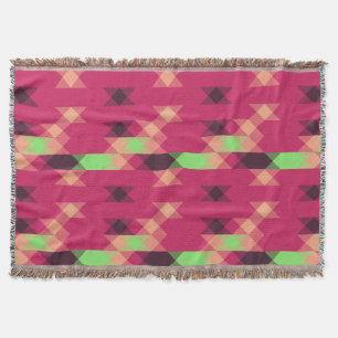 pink and green geometric throw blanket