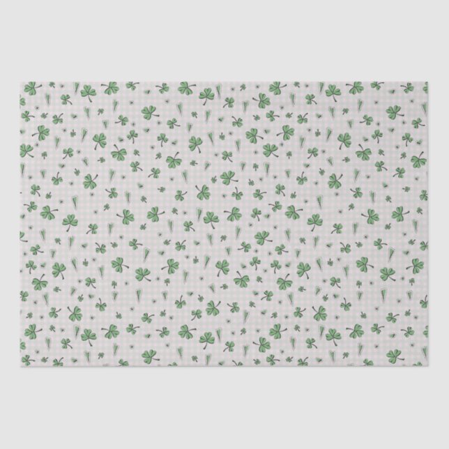 Pink and Green Gingham St Patricks Day Tissue Paper (Front)
