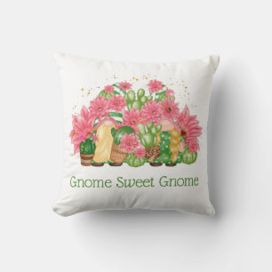 Pink and Green Gnomes Gnome Sweet Gnome Cushion