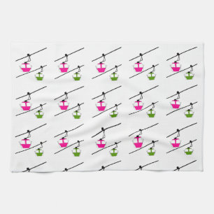 Pink and green gondolas kitchen towel