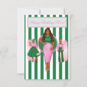 Pink and Green Happy Birthday Card