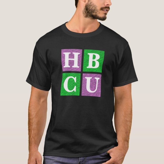 Pink and Green HBCU Block Letters   T-Shirt (Front)