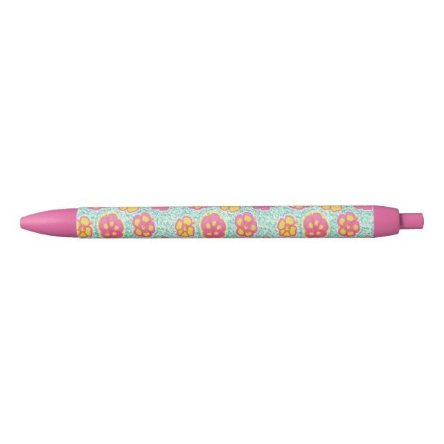 Pink and Green Hibiscus Print Pen (Front)