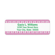 Pink and Green Holiday Custom Return Address
