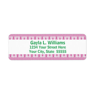 Pink and Green Holiday Custom Return Address Return Address Label