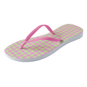 Pink and green Houndstooth Thongs