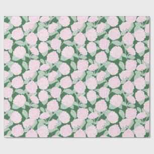 Pink and Green Hydrangea Floral Wrapping Paper