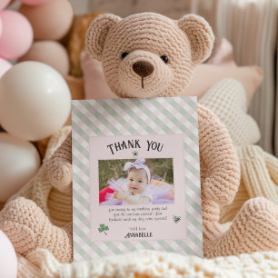 Pink and Green Irish Kids Birthday Thank You Card