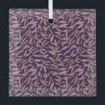 Pink and Green Leaf Pattern on Dark Purple Back Glass Tree Decoration<br><div class="desc">Seamless pattern of pink and green leaves on dark purple background. The design features overlapping,  curved branches creating a harmonious,  organic feel.</div>