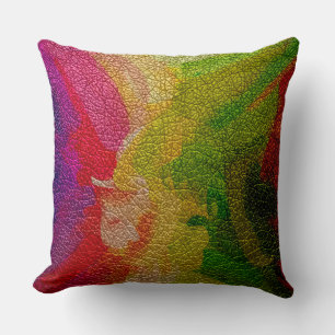 Pink and Green Leather Look Cushion