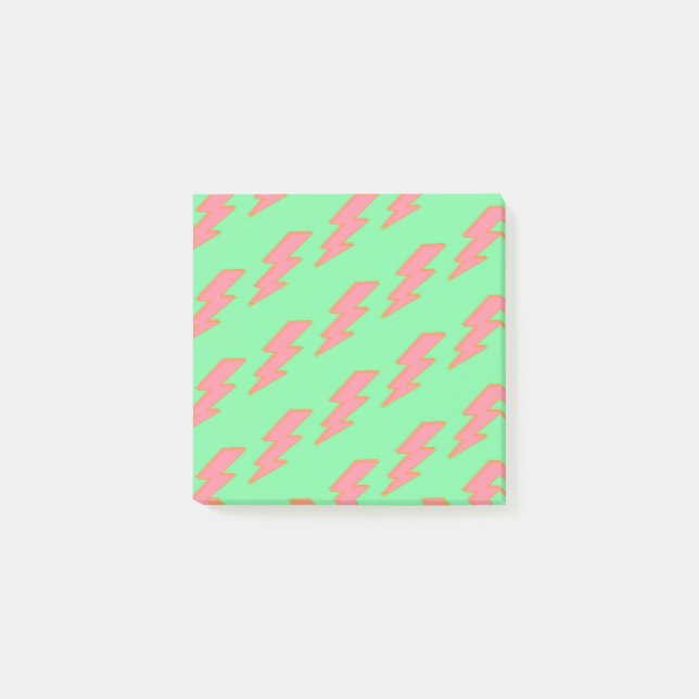 Pink and Green Lightning Vibrant Back-to-School  Post-it Notes (Front)